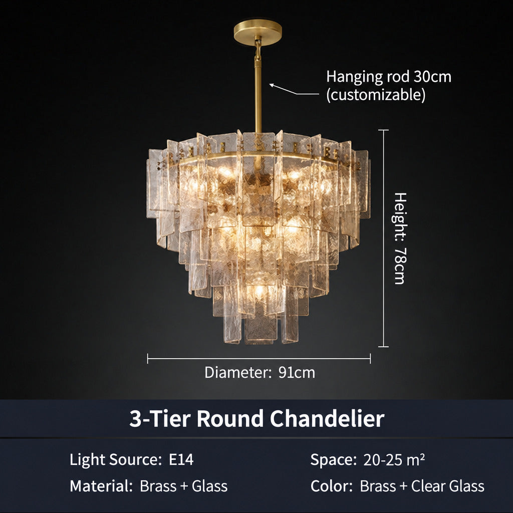 Modern American‑Style Glass Chandelier, Main Ceiling Light for Living Room, Modern Simple Pendant Lamp for Dining Room & Master Bedroom