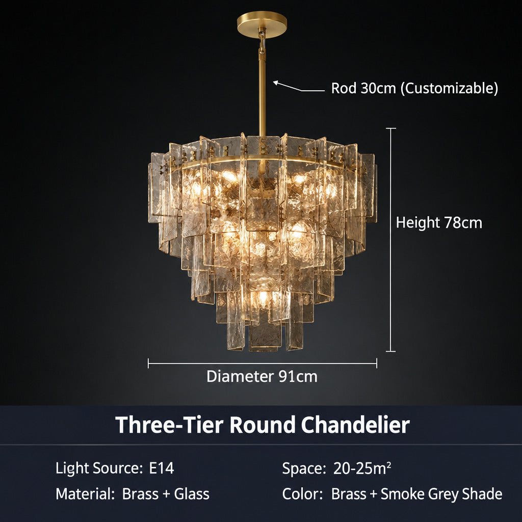 Modern American‑Style Glass Chandelier, Main Ceiling Light for Living Room, Modern Simple Pendant Lamp for Dining Room & Master Bedroom