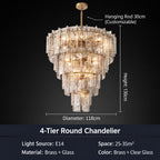 Modern American‑Style Glass Chandelier, Main Ceiling Light for Living Room, Modern Simple Pendant Lamp for Dining Room & Master Bedroom