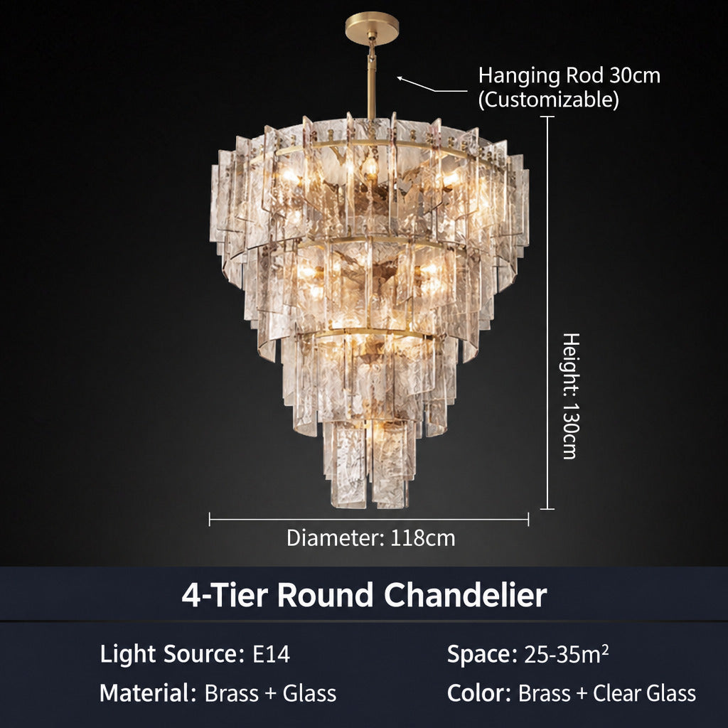 Modern American‑Style Glass Chandelier, Main Ceiling Light for Living Room, Modern Simple Pendant Lamp for Dining Room & Master Bedroom
