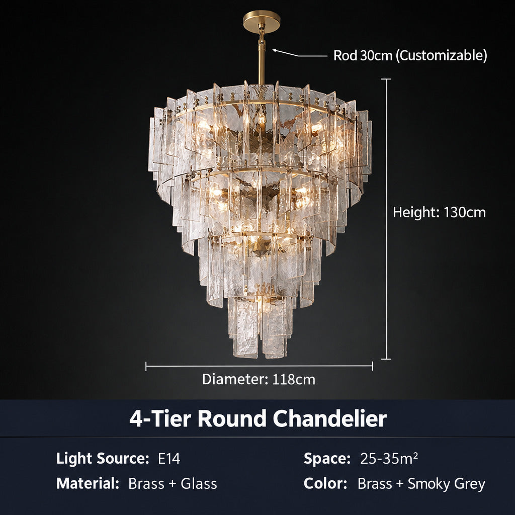 Modern American‑Style Glass Chandelier, Main Ceiling Light for Living Room, Modern Simple Pendant Lamp for Dining Room & Master Bedroom
