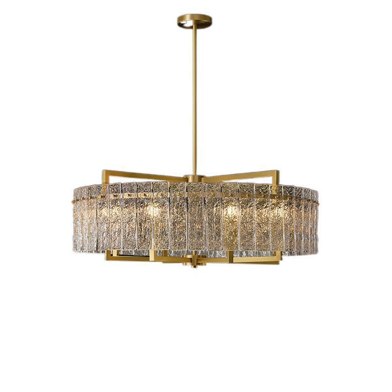 Light‑Luxury Nordic Glass Pendant Light, Full‑Brass Modern Minimalist Hanging Lamp for Dining Room, Living Room & Bar Counter Linear Pendant Light