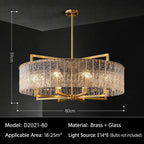Light‑Luxury Nordic Glass Pendant Light, Full‑Brass Modern Minimalist Hanging Lamp for Dining Room, Living Room & Bar Counter Linear Pendant Light