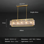 Light‑Luxury Nordic Glass Pendant Light, Full‑Brass Modern Minimalist Hanging Lamp for Dining Room, Living Room & Bar Counter Linear Pendant Light