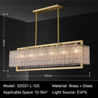 Light‑Luxury Nordic Glass Pendant Light, Full‑Brass Modern Minimalist Hanging Lamp for Dining Room, Living Room & Bar Counter Linear Pendant Light