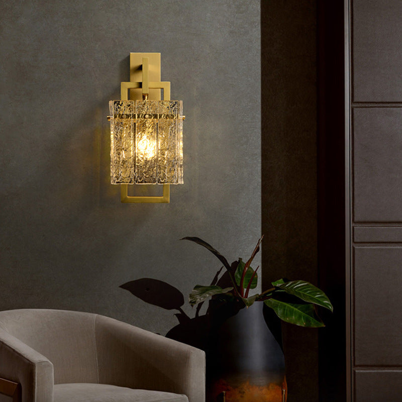 Modern Light‑Luxury Full‑Brass Crystal Wall Sconce, Indoor LED Wall Lamp for Living Room TV Background Wall & Hotel Corridor