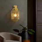 Modern Light‑Luxury Full‑Brass Crystal Wall Sconce, Indoor LED Wall Lamp for Living Room TV Background Wall & Hotel Corridor