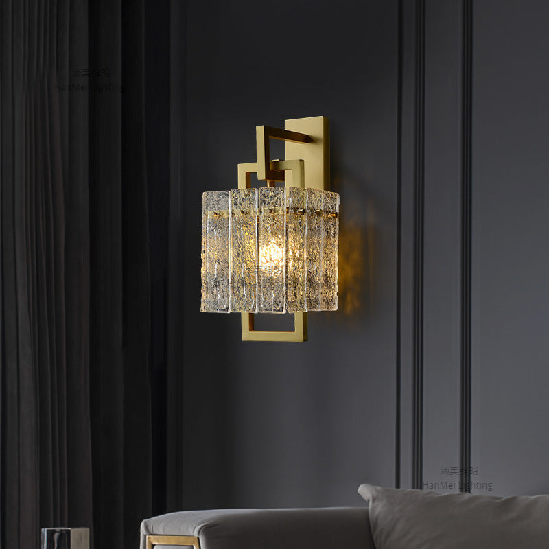 Modern Light‑Luxury Full‑Brass Crystal Wall Sconce, Indoor LED Wall Lamp for Living Room TV Background Wall & Hotel Corridor