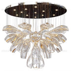 Light‑Luxury Post‑Modern Living Room Chandelier, Designer Minimalist Creative Circular Ring Glass Pendant Light for Dining Room, Bedroom, Villa & Duplex