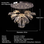 Light‑Luxury Post‑Modern Living Room Chandelier, Designer Minimalist Creative Circular Ring Glass Pendant Light for Dining Room, Bedroom, Villa & Duplex