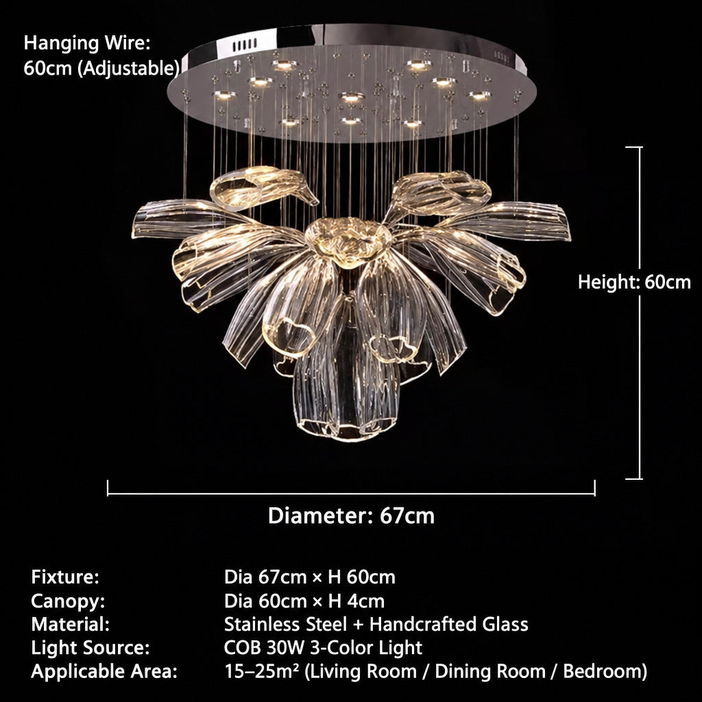 Light‑Luxury Post‑Modern Living Room Chandelier, Designer Minimalist Creative Circular Ring Glass Pendant Light for Dining Room, Bedroom, Villa & Duplex