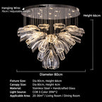 Light‑Luxury Post‑Modern Living Room Chandelier, Designer Minimalist Creative Circular Ring Glass Pendant Light for Dining Room, Bedroom, Villa & Duplex