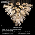 Light‑Luxury Post‑Modern Living Room Chandelier, Designer Minimalist Creative Circular Ring Glass Pendant Light for Dining Room, Bedroom, Villa & Duplex