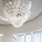 Light‑Luxury Post‑Modern Living Room Chandelier, Designer Minimalist Creative Circular Ring Glass Pendant Light for Dining Room, Bedroom, Villa & Duplex