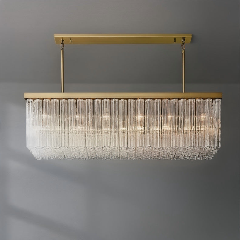 American Luxury Long Glass Chandelier, Premium Elegant Island Light for Villa Dining Room