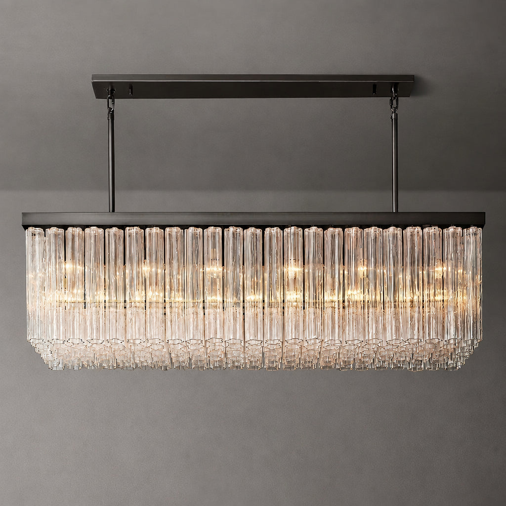 American Luxury Long Glass Chandelier, Premium Elegant Island Light for Villa Dining Room