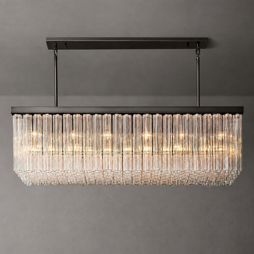 American Luxury Long Glass Chandelier, Premium Elegant Island Light for Villa Dining Room