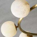 Nordic Copper Chandelier with Marble Spherical Shade, Minimalist Magic Bean Pendant Light for Living Room, Dining Room, Bedroom & Duplex