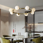 Nordic Copper Chandelier with Marble Spherical Shade, Minimalist Magic Bean Pendant Light for Living Room, Dining Room, Bedroom & Duplex