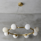 Nordic Copper Chandelier with Marble Spherical Shade, Minimalist Magic Bean Pendant Light for Living Room, Dining Room, Bedroom & Duplex