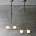 Nordic Copper Chandelier with Marble Spherical Shade, Minimalist Magic Bean Pendant Light for Living Room, Dining Room, Bedroom & Duplex