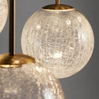 Long Linear Cracked‑Glass Chandelier for Villa Vaulted Ceiling, Duplex Stairwell & Dining Island