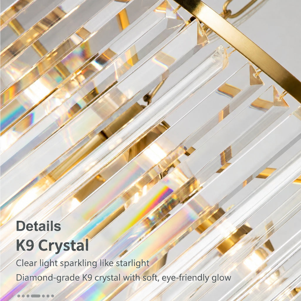 Luxury Crystal Stairwell Chandelier, Custom‑size Crystal Pendant Light for Villa Hollow Living Room, Vaulted Duplex & High‑rise Lobby