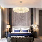 Creative Ring‑shaped Iron Chandelier, Retro Simple Crystal Pendant Light for Living Room, Dining Room, Villa & Showroom
