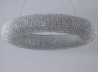 Creative Ring‑shaped Iron Chandelier, Retro Simple Crystal Pendant Light for Living Room, Dining Room, Villa & Showroom