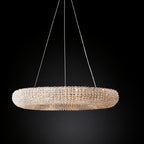 Creative Ring‑shaped Iron Chandelier, Retro Simple Crystal Pendant Light for Living Room, Dining Room, Villa & Showroom