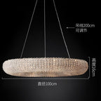 Creative Ring‑shaped Iron Chandelier, Retro Simple Crystal Pendant Light for Living Room, Dining Room, Villa & Showroom