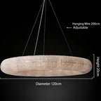 Creative Ring‑shaped Iron Chandelier, Retro Simple Crystal Pendant Light for Living Room, Dining Room, Villa & Showroom