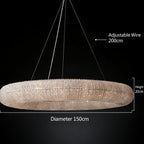 Creative Ring‑shaped Iron Chandelier, Retro Simple Crystal Pendant Light for Living Room, Dining Room, Villa & Showroom