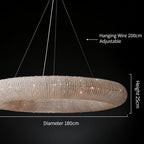 Creative Ring‑shaped Iron Chandelier, Retro Simple Crystal Pendant Light for Living Room, Dining Room, Villa & Showroom